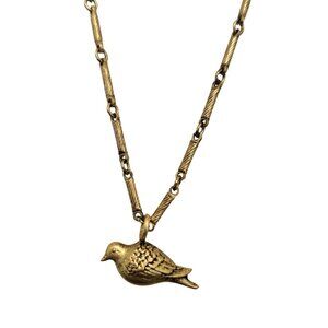 Janet Mavec 18k Gold Plated Brass Matte Finish Peace Dove 28" Charm Necklace